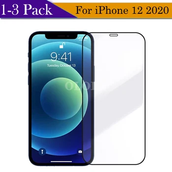 1-3Pack Iphone12 Pro Telefonas 9D Visiškai Padengti Apsaugine Stiklo iPhone 12 Pro Max SE 2020 Screen Protector, Iphone, 12 Mini Glas