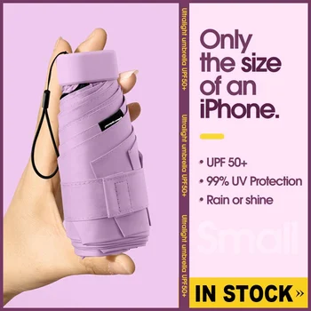 10 Spalvų Mini Pocket Skėtis Šešių Raukšlės mažas Skėtis Lankstymo UV Apsauga Kapsulės Sulankstyti Ambrella