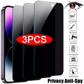 3Pcs Anti-Spy Stiklo iPhone 14 15 Pro Max Privatumo Ekrano Apsaugos iPhone 