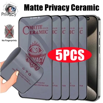 5vnt Matinis Keramikos Privacy Screen Protector, IPhone 14 11 12 13 Pro Max Anti-spy Filmas 