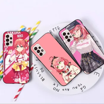 Anime Sakura Miko Telefono dėklas Samsung A91 A81 A73 A72 A71 A30S A20 A12 A13 A52 A53 4G 5G Juodas Minkštas Viršelis Funda Shell