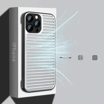Aušinimo Šilumos Išsklaidymo PC Metalo Bauda Net Akių Taškus Atveju iPhone, 14 Pro Max 13 12 Frameless Tinklų Tuščiaviduriai Spinduliavimo Dangtis