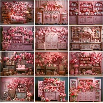 Barbie Pink Virtuvės, Miegamojo Foto Fone Mergina Princess Gimtadienio Fotografijos Fonas Tortas Sutriuškinti Foto Studija Rekvizitai