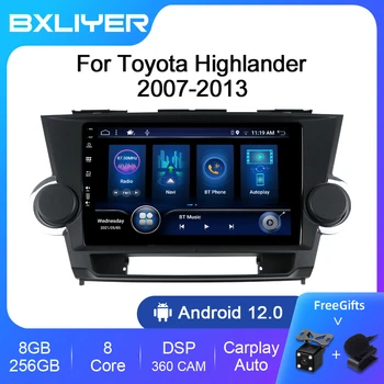 Carplay Android 12.0 Auto Automobilio Radijo Toyota Highlander 2 XU40 2007 - 2013 Multimedia Vaizdo Grotuvas Navi Stereo GPS NR. 2Din DVD