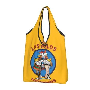 Custom Juokinga Los Pollos Hermanos Pirkinių Maišeliai Moterų Nešiojamų Didelės Talpos Bakalėjos Breaking Bad Nešti Shopper Bags