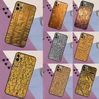 Egipto Hieroglifų Atveju iPhone 15 14 13 12 11 Pro Max 14 15 ir 13 X Mini XR XS SE 2020 Bamperio Dangtelis