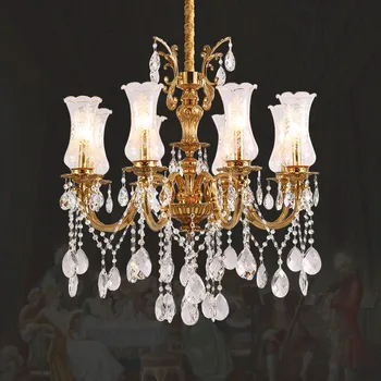 Europos Retro Brass Kristalų Pakabukas Žiburiai Prancūzijos Vestuvių Dekoro Fojė, Gyvenamasis Kambarys, Valgomasis Stalas Vario Stiklo Sietynas