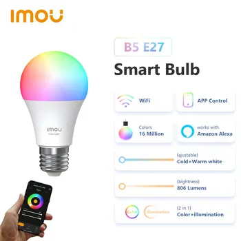 IMOU B5 Smart LED Lemputės E26 E27 RGB Šviesos Šiltai/šaltai Balta Lempa Dirbti su Alexa 