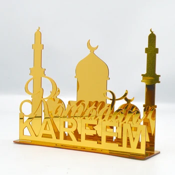 Islamo Musulmonų Akrilo Stalo Ornamentas Aukso Mėnulis Tuščiaviduris Iš Eid Mubarakas Šalis Tiekia 