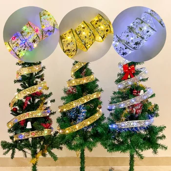 Kalėdinė Dekoracija LED Juostelės Pasakų Žibintai Kalėdų Eglučių Papuošalai, Namų 2023 PASIDARYK pats Lankai Šviesos Eilutę Navidad Naujųjų Metų