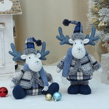 Kalėdų Blue Serijos Audinio Lėlės Kalėdinė Dekoracija Eglučių Papuošalai Statulėlės Kalėdų Dovanos naujieji Metai 2024 Amatų Namai