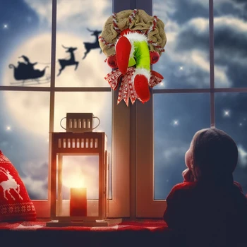Kalėdų vainikas Vagis Pavogė Kalėdas už kanapės Kalėdų Dekoracijas Išskirtinį Santa Claus Vainikas Gyvenimo Kambario Sienos Langą