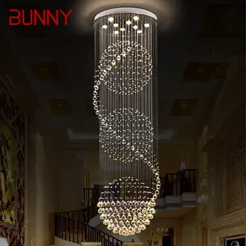 KATYTĖ Šiuolaikinės Kristalų Pakabukas Šviesos diodų (LED) Kūrybos Prabanga Šviestuvo Lempų, skirtų Namų Kambarį Vila Dvipusis Laiptų Dekoras