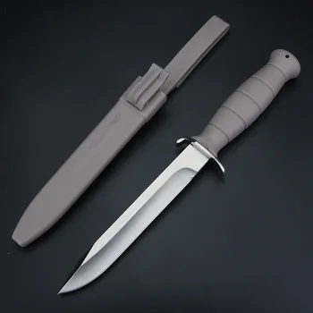 Lauko išgyvenimo medžioklės peilis D2 odos apvalkalas fiksuotu gumos rankena plieno peilis