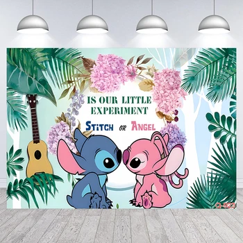Lilo ir Stitch Temą Backdrops Gimtadienio Prekių Atogrąžų Nuotrauka Fone Siuvinėjimas, Papuošalai Baby Shower Reklama