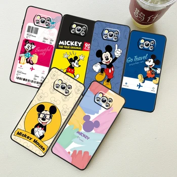 Mados Mickey Minnie Disney Xiaomi Mi Poco F5 F4 F3 F2 X5 X4 X3 M6 M5 M5S M4 M3 C40 Pro GT NFC 5G Juoda Telefono dėklas