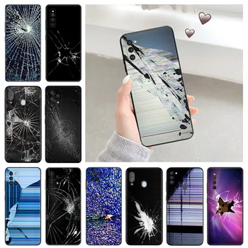 Minkštas Telefono Dėklai Samsung Galaxy A34 a54 A50 A70 A03 S A40 A30 A20 A10 E A01 A02 A04 Krekingo Ekrano Tekstūros, Juodos spalvos Matinis Dangtelis