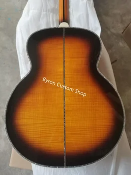nemokamas pristatymas AAA custom gitara liepsna klevas blizgesio sunburst vynuogių abalone kietas eglės jumbo 43 cm akustine elektrine gitara