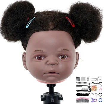 NEVERLAND 100% Žmogaus Plaukų Mokymo Vadovas Rinkinys Kūdikių 10 Colių Manekenas Vadovai Afro Garbanotas Stilius, Profesionalus Kirpyklos Galvos Įrankiai