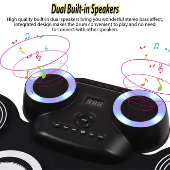 Nešiojamų Roll-up Elektroninių Būgnų Trinkelėmis Silicio Skaitmeninis Būgno Nešiojama Stereo Digital Būgnas su Built-in Speakers Built-in Baterijos