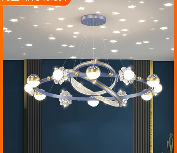 Nordic Light Luxury Living Room Žvaigždėtas Dangus Liustra Tendencijos Kūrybos Kristalų Gėlės Žiedo, Šilto Žvaigždėto Dangaus Projekcija Salė