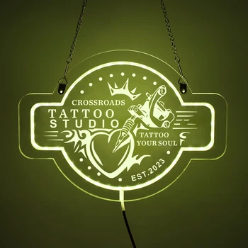 Pasirinktinį Tatuiruotė Studija LED Neonas Pasirašyti Asmeninį Šviesus Akrilo Naktį Šviesos Durų Kabantys Sienų Apdaila Gali Pereiti Spalva