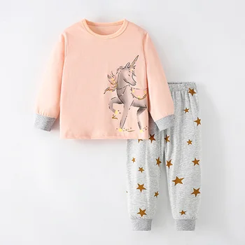 Prekės Kokybės 100% Šukuotos Medvilnės Sleepwear Kūdikių PJs Mergaičių Drabužius Pižama Rinkinius Vaikams, Cartoon Homewear Vaikų Drabužių Pižamą