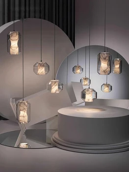 Pritemdomi LED Natūralaus Marmuro Dizaino Kabančių Lempų Šviestuvo Apšvietimo Blizgesio Pakabos Šviestuvas Lampen Už Kambarį