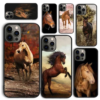 Rudos spalvos Arkliai, Telefono dėklas skirtas iPhone 15 14 12 13 mini 6 7 8 PLUS X XS XR 11 PRO MAX SE 2020 Galinį Dangtelį Fundas Shell