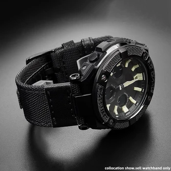 Už Casio G-SHOCK GST-W120L S130L S310 GST-B100 Drobės nailono žiūrėti dirželis Kvėpuojantis watchband žingsniu vyriški aksesuarai, įrankiai, 24mm