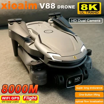 Už Xiaomi V88 Drone 8K 5G GPS Profesinės HD aerofotografija Nuotolinio Valdymo Orlaiviai HD Dual Camera Quadcopter Žaislas UAV
