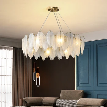 Šiuolaikinės kristalų liustra kambarį plunksnų lubų lempa virtuvės sieniniai šviestuvai valgomasis LED šviestuvo namų dekoro lempos